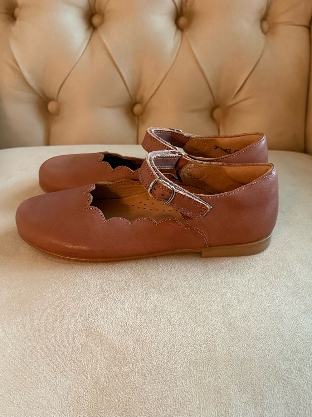 Petit Nord Scallop Mary Jane Leather Shoes Blush Pink EU 34 - Picture 4 of 8